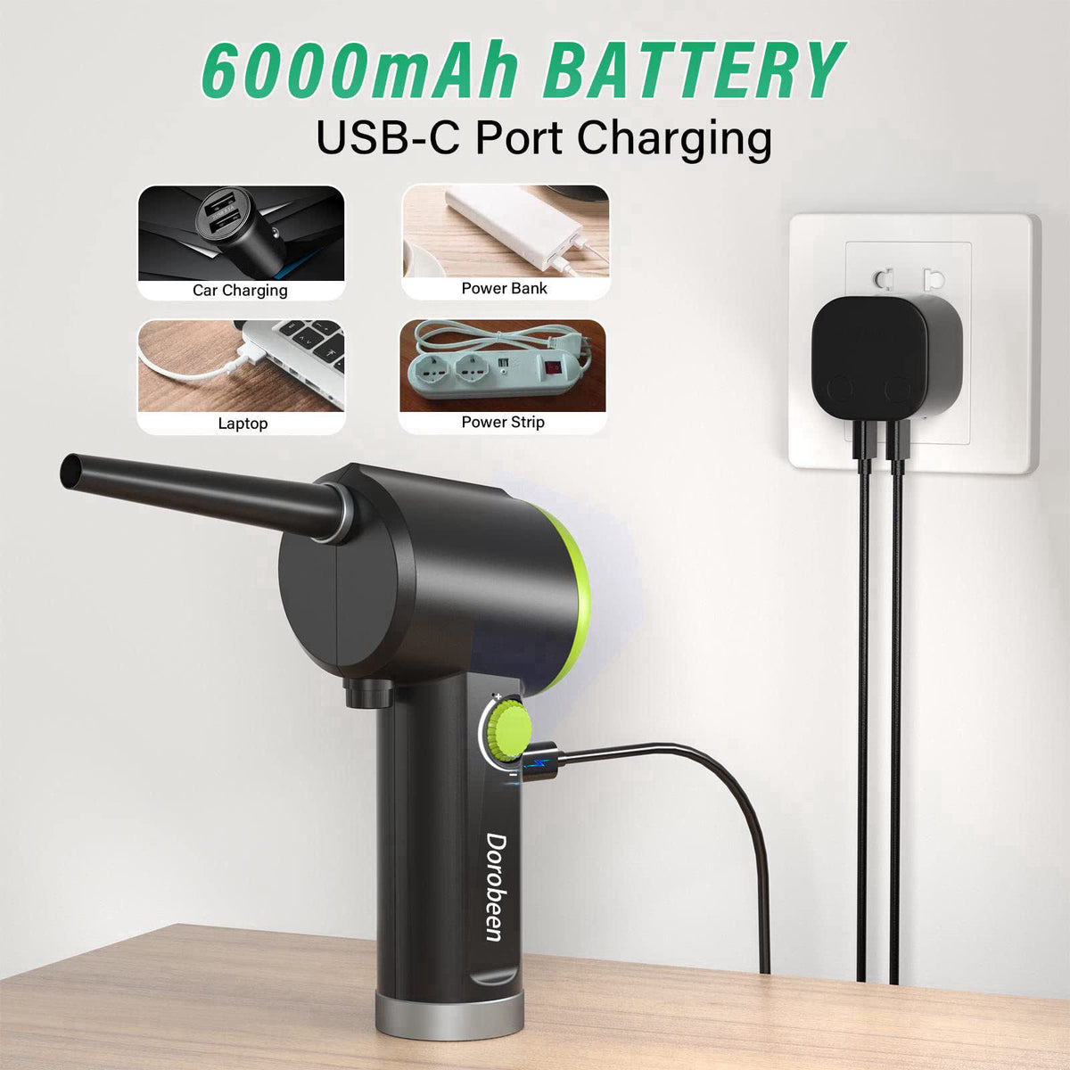 Compressed Air Duster Cordless Handheld Air Blower Stepless