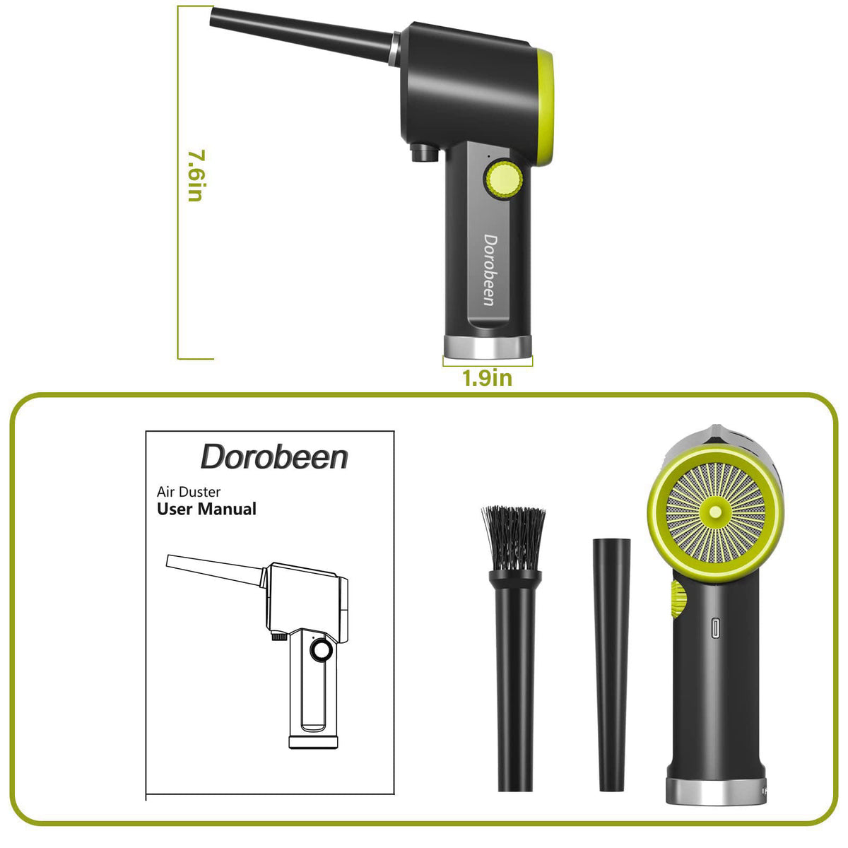 Compressed Air Duster Cordless Handheld Air Blower Stepless
