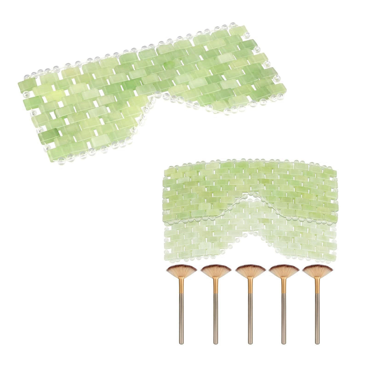 3Pcs Jade Eye Mask 5 Pieces Facial Fan Mask Brush by LazyGa — view 2