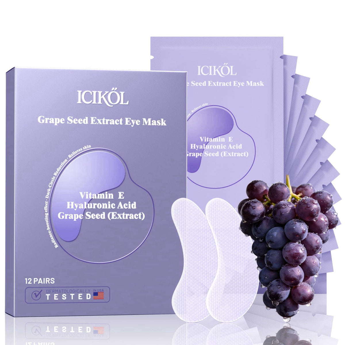 Grape Seed Collagen Under Eye Patches Eye Mask for Puffy by ICIKOL — view 2