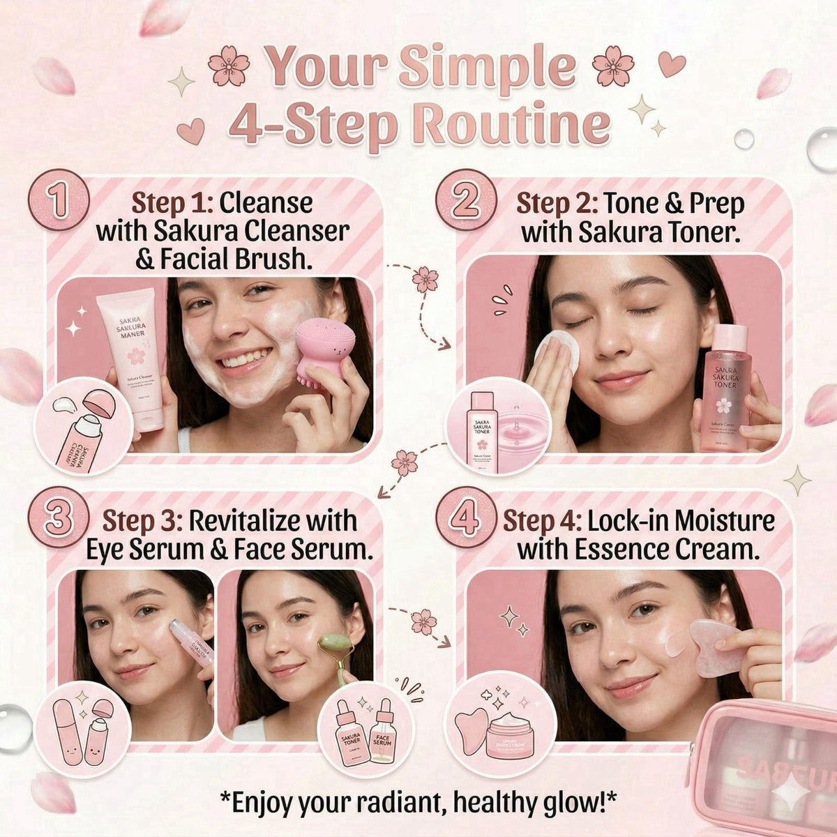Sakura Skin Care Set For Teen Girls Women Birthday Gifts