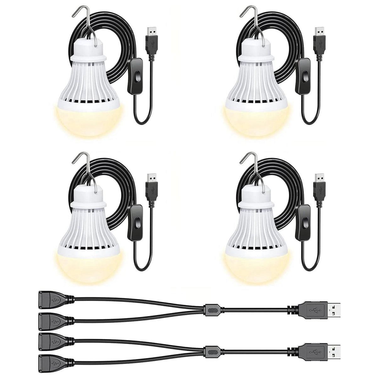 4 Pack USB Light Bulb USB LED Camping Light Lantern 8 2 ft by VASTPOWER