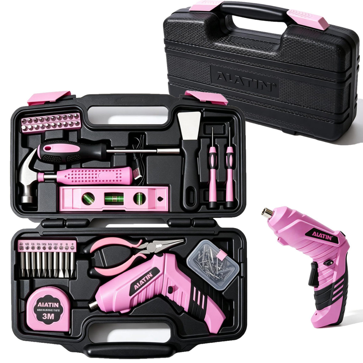 NIKI MOTORSPORTS Electric Screwdriver Cordless, 40Pcs Pink Tool Set – product photo (Tool Sets)