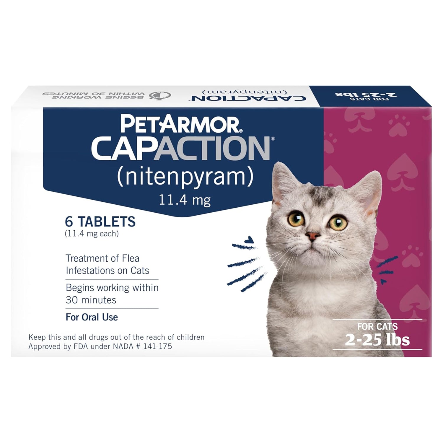 PetArmor CAPACTION oral flea treatment for cats, featuring a box of PetArmor flea medication for feline use.