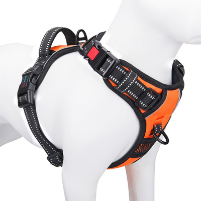 Orange PHOEPET reflective no-pull large dog harness with adjustable straps and back handle
