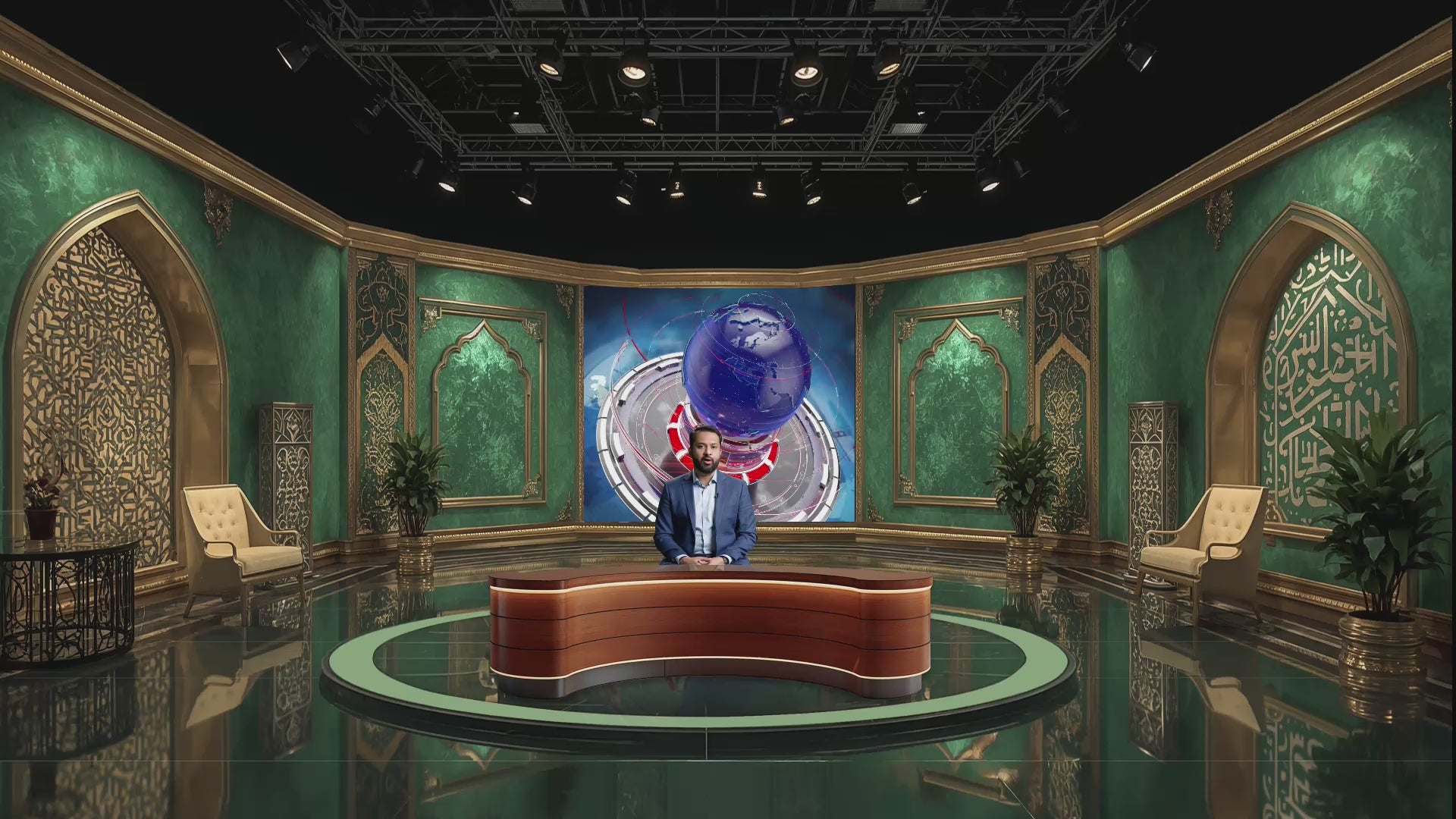 Professional Virtual Studio Set for vMix, Talk Show & News Set -0028