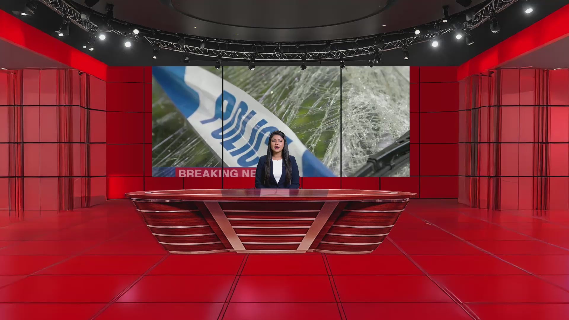 Professional Virtual Studio Set for vMix, Talk Show & News Set -0012