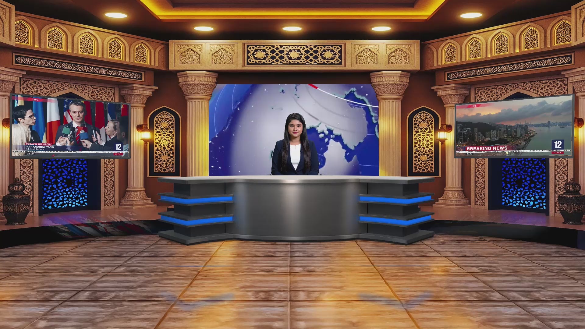 Professional Virtual Studio Set for vMix, Talk Show & News Set -0002