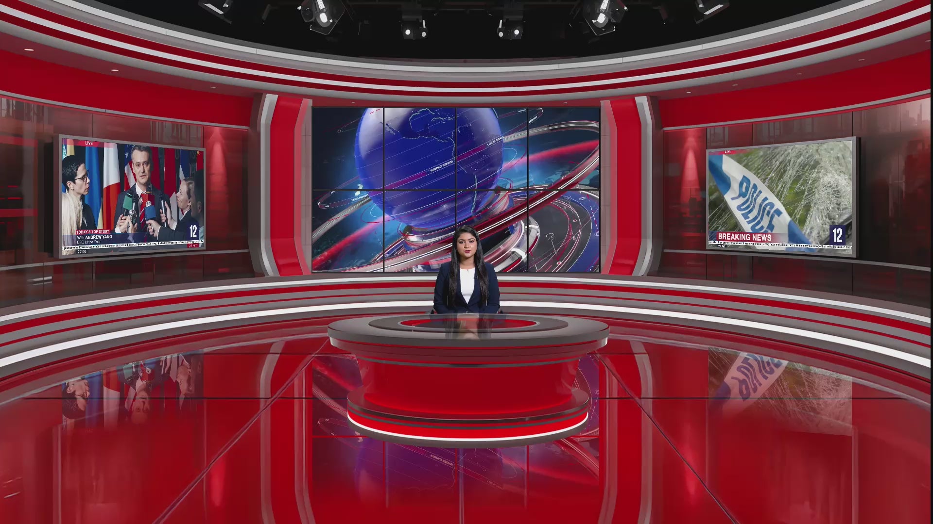 Professional Virtual Studio Set for vMix, Talk Show & News Set -0023