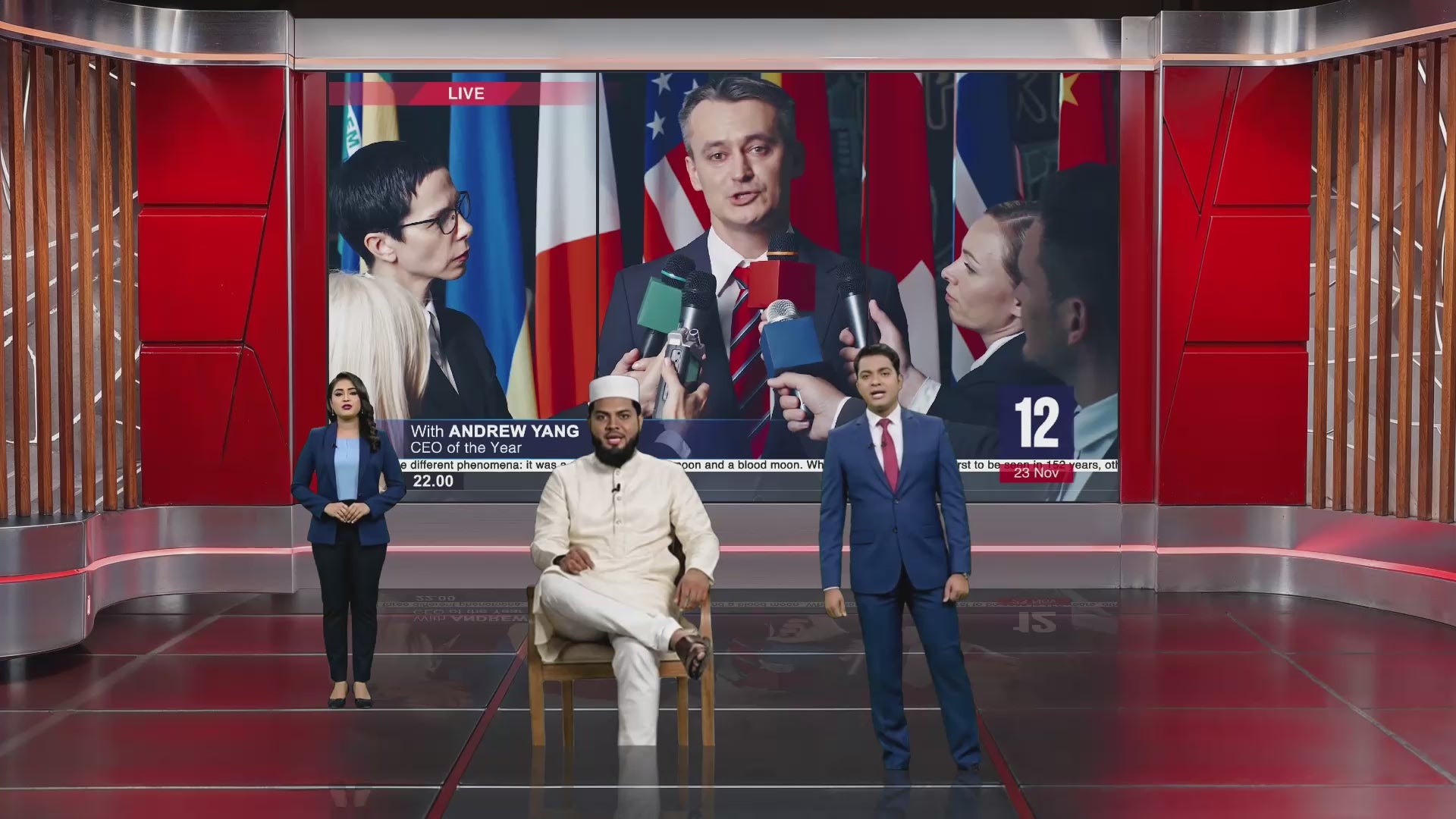 Professional Virtual Studio Set for vMix, Talk Show & News Set -0017