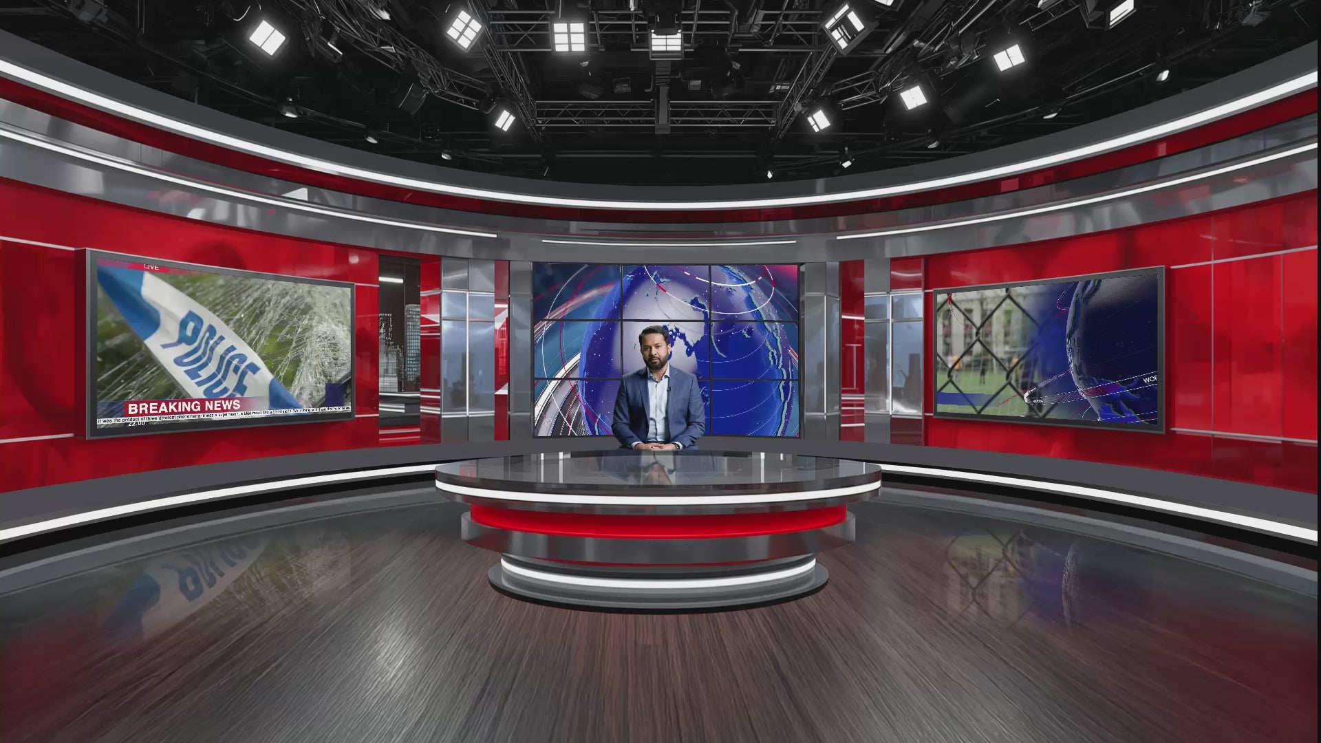 Professional Virtual Studio Set for vMix, Talk Show & News Set -0024
