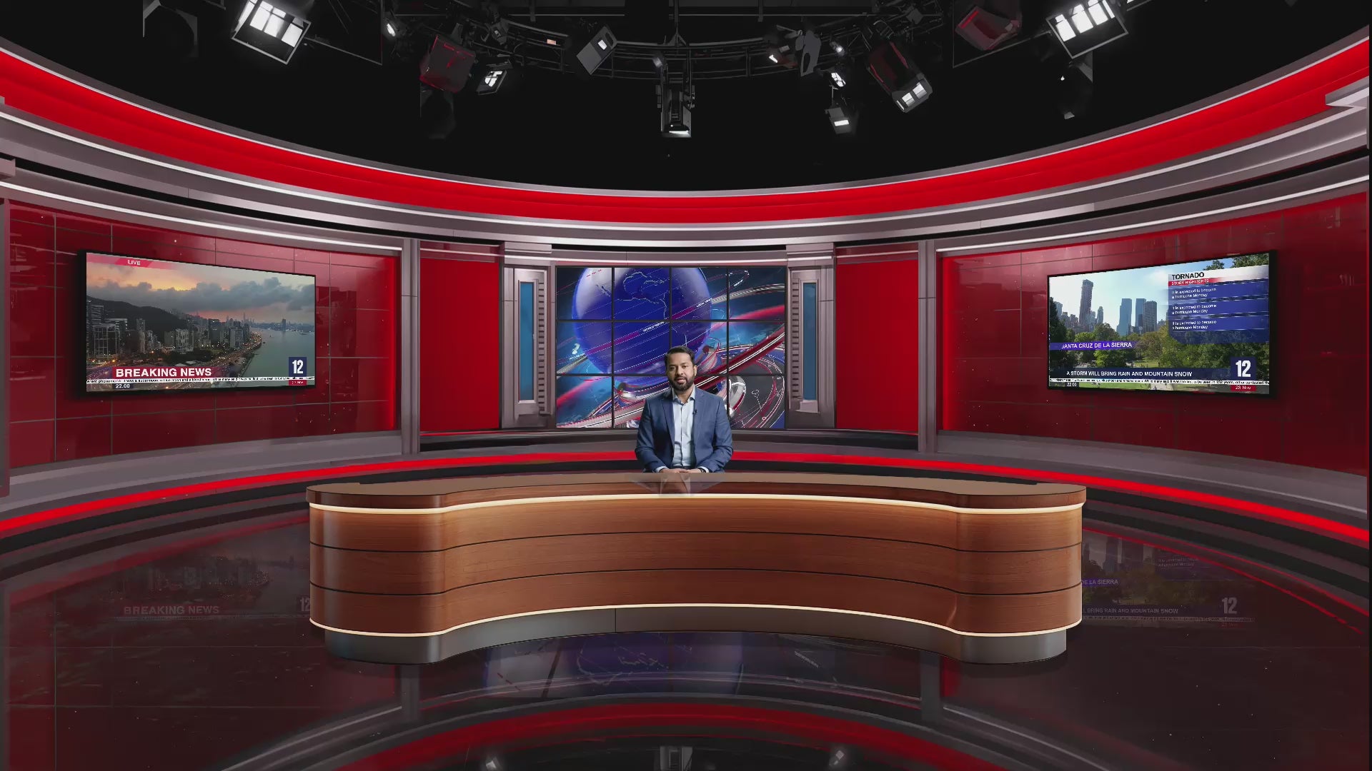 Professional Virtual Studio Set for vMix, Talk Show & News Set -0027