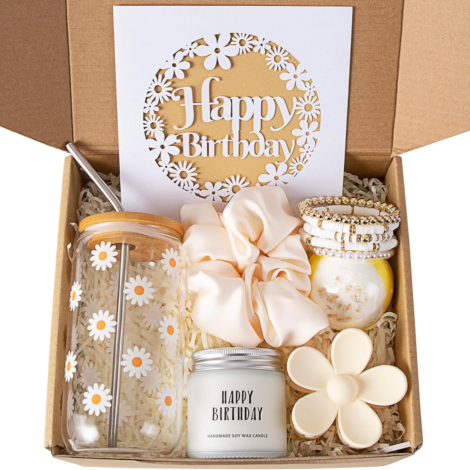 MiniCauliSprout birthday gift box for women and teen girls, featuring festive gift items in a colorful, decorative packaging.