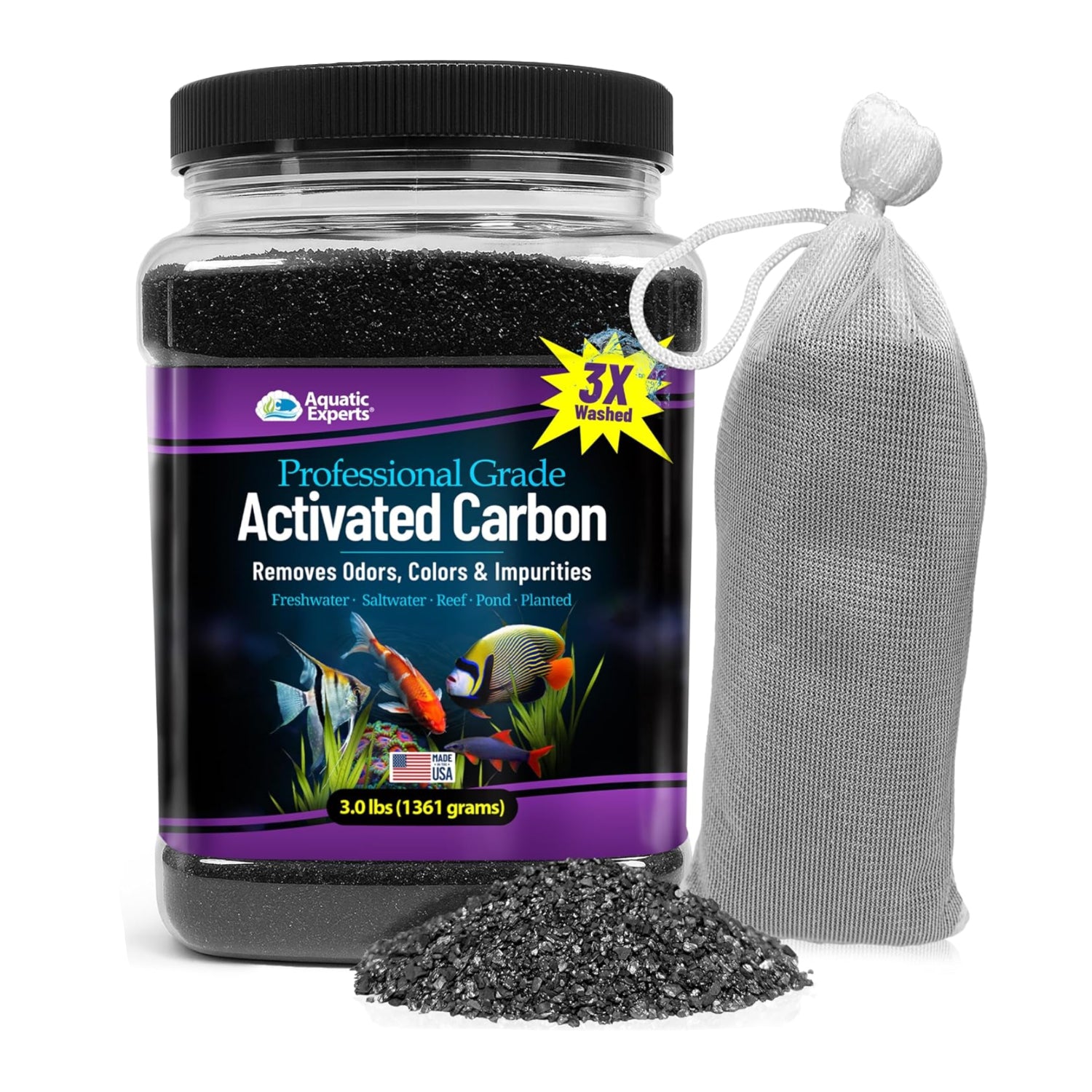 Premium Activated Carbon, Aquarium Carbon for Fish Tank Filter, Aquarium Filter Media