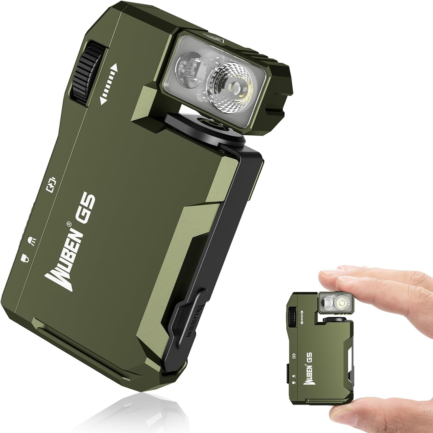 WUBEN G5 Rechargeable EDC Flashlight, Powerful RGB Flashights, 400 Lumens, Green