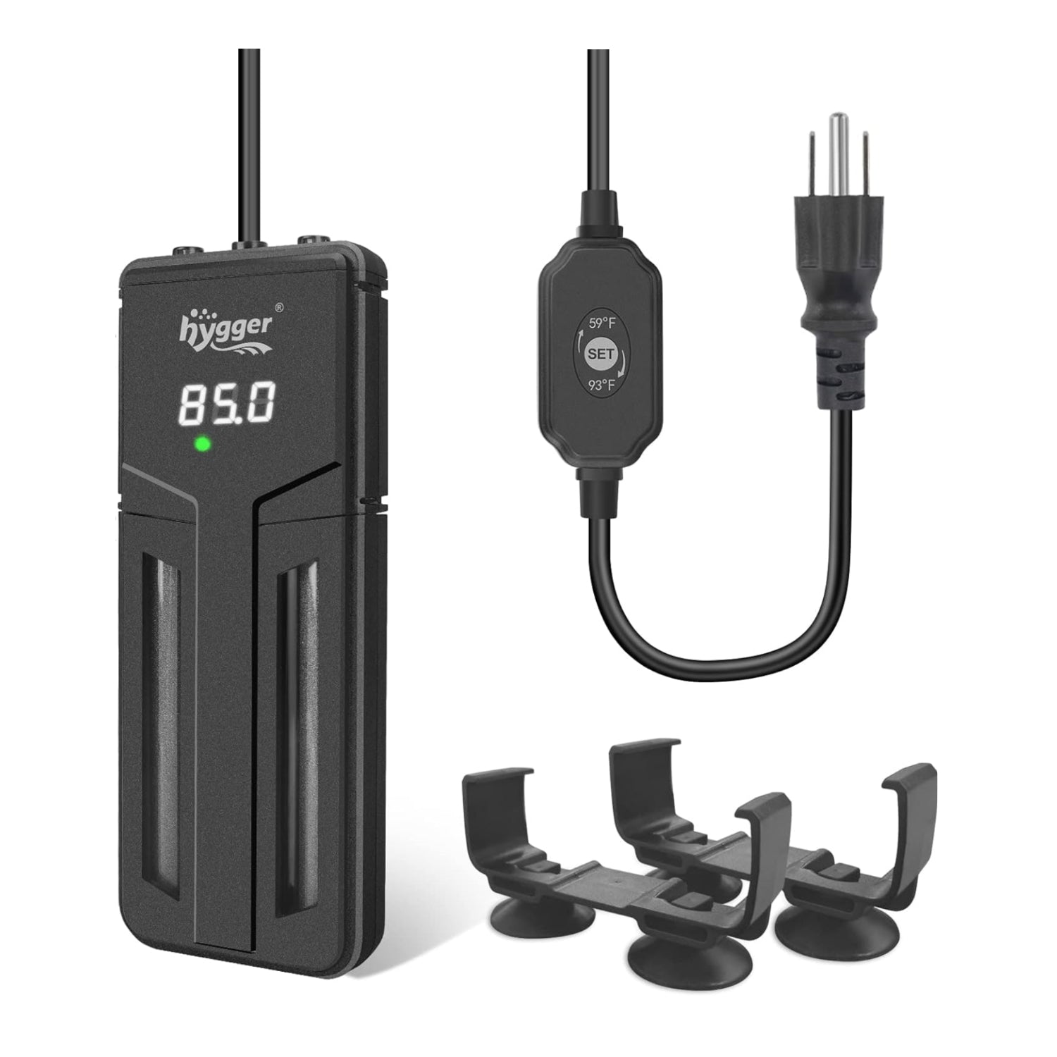 hygger 75W/150W/300W submersible aquarium heater for fish tanks, with adjustable thermostat and water-resistant design