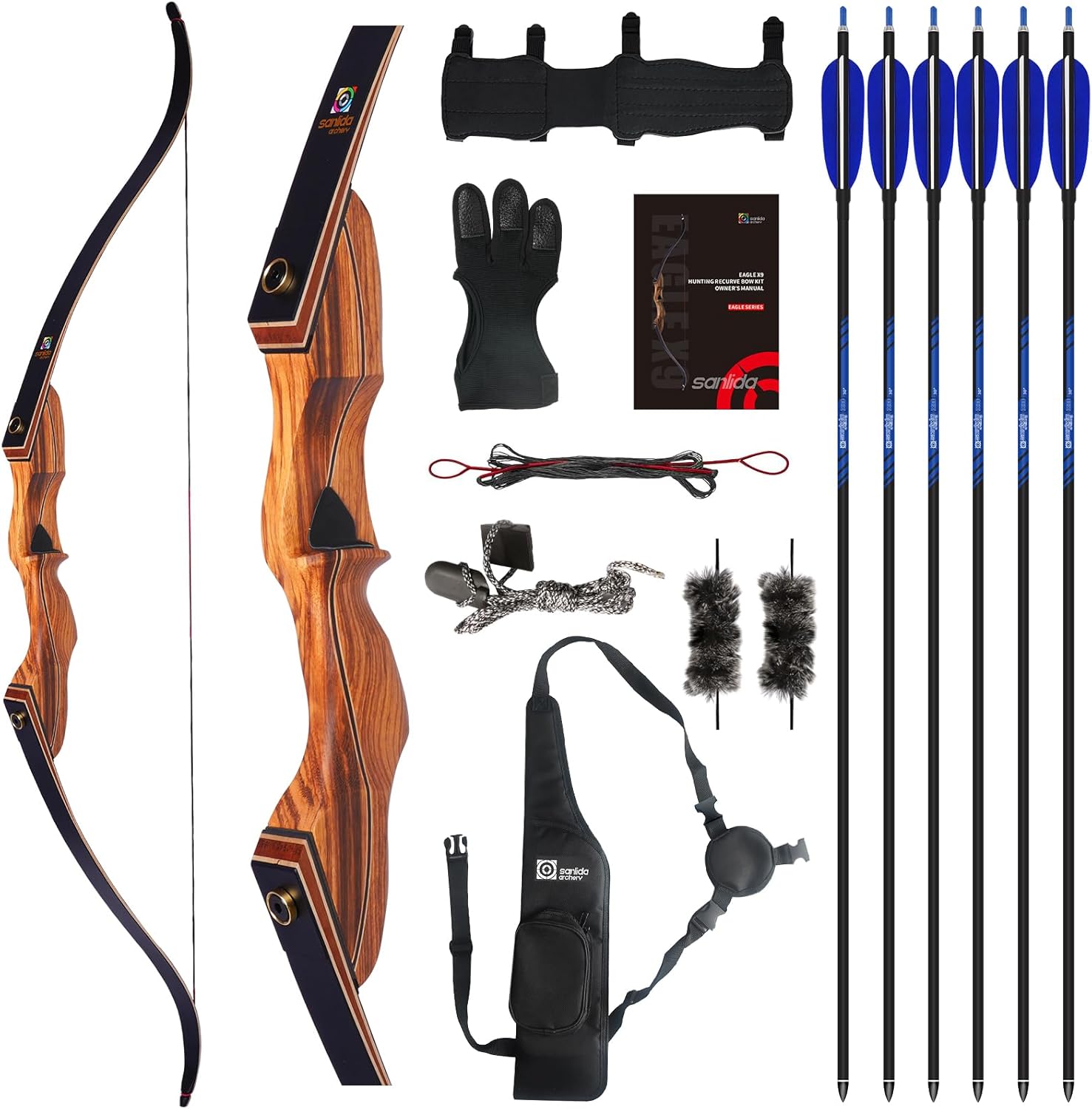 Sanlida Eagle X9 New 58" RTH Standard Recurve Bow and Arrow Set