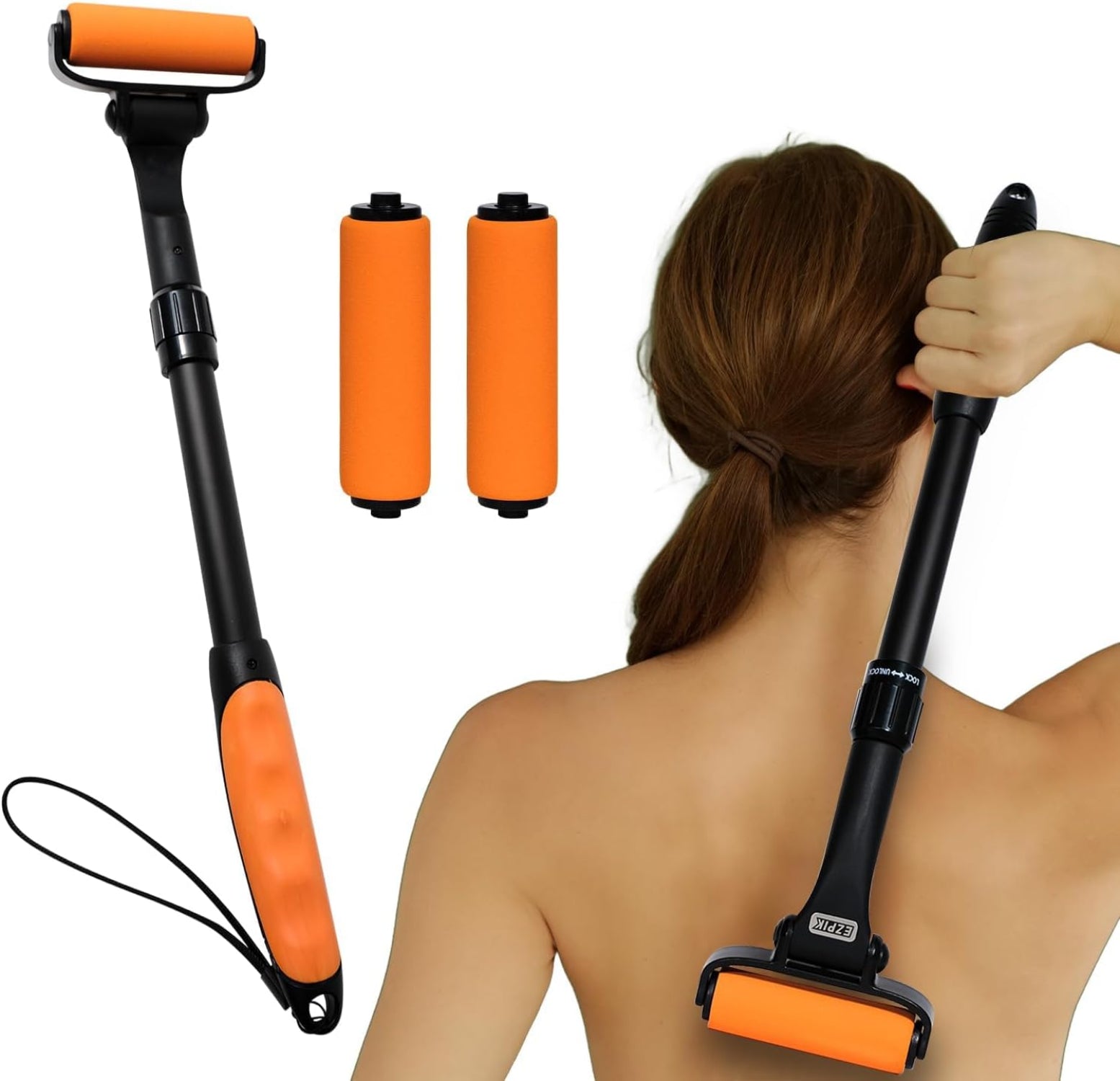 EZPIK Lotion Applicator for Back, Extendable up to 23" - Curved Design Back Lotion