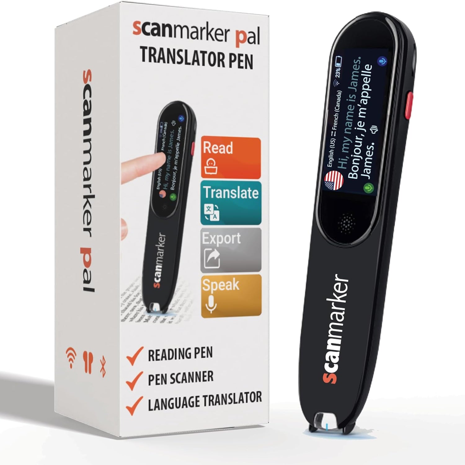Scanmarker Pal Translator Pen with packaging on a white background