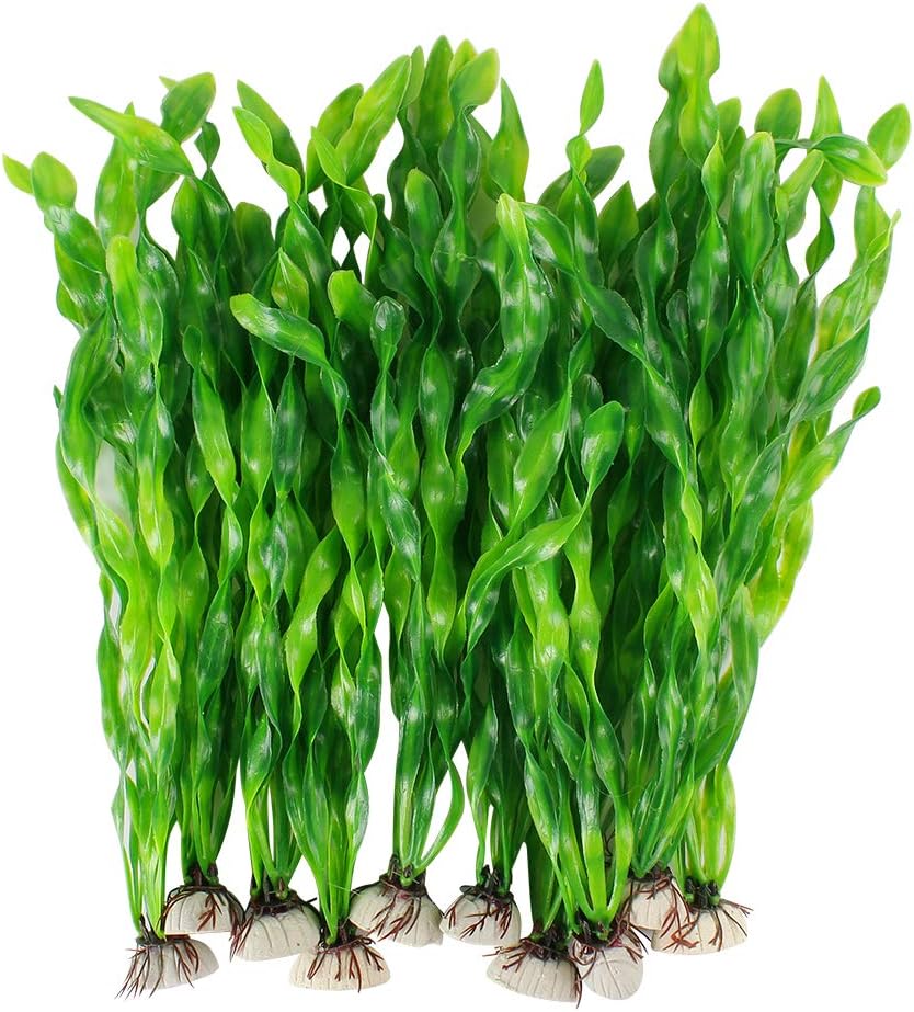 MyLifeUNIT artificial seaweed water plant for aquariums, plastic fish tank plant with realistic green seaweed appearance.