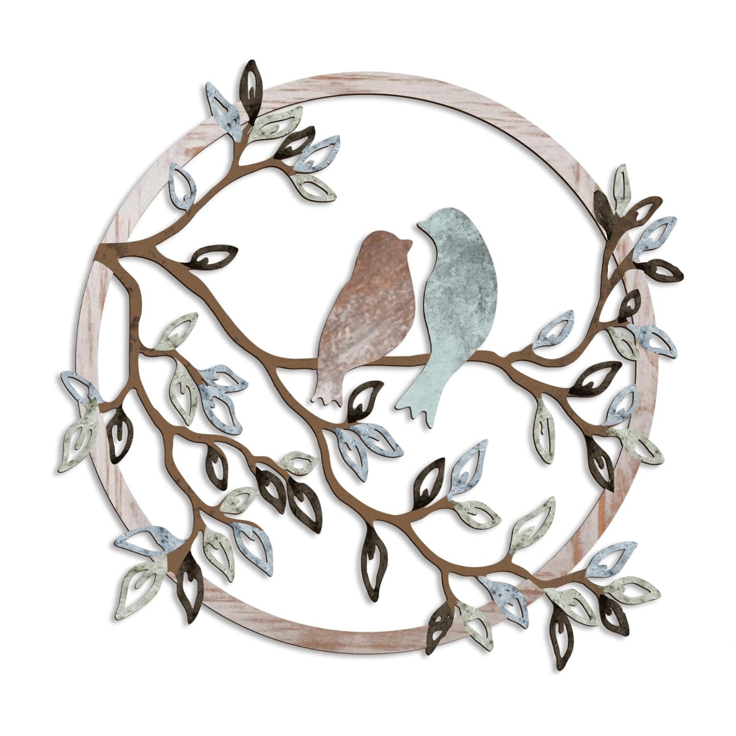 Ferraycle metal wall art featuring a bird silhouette perched on a tree branch, decorative bird art decor for wall display