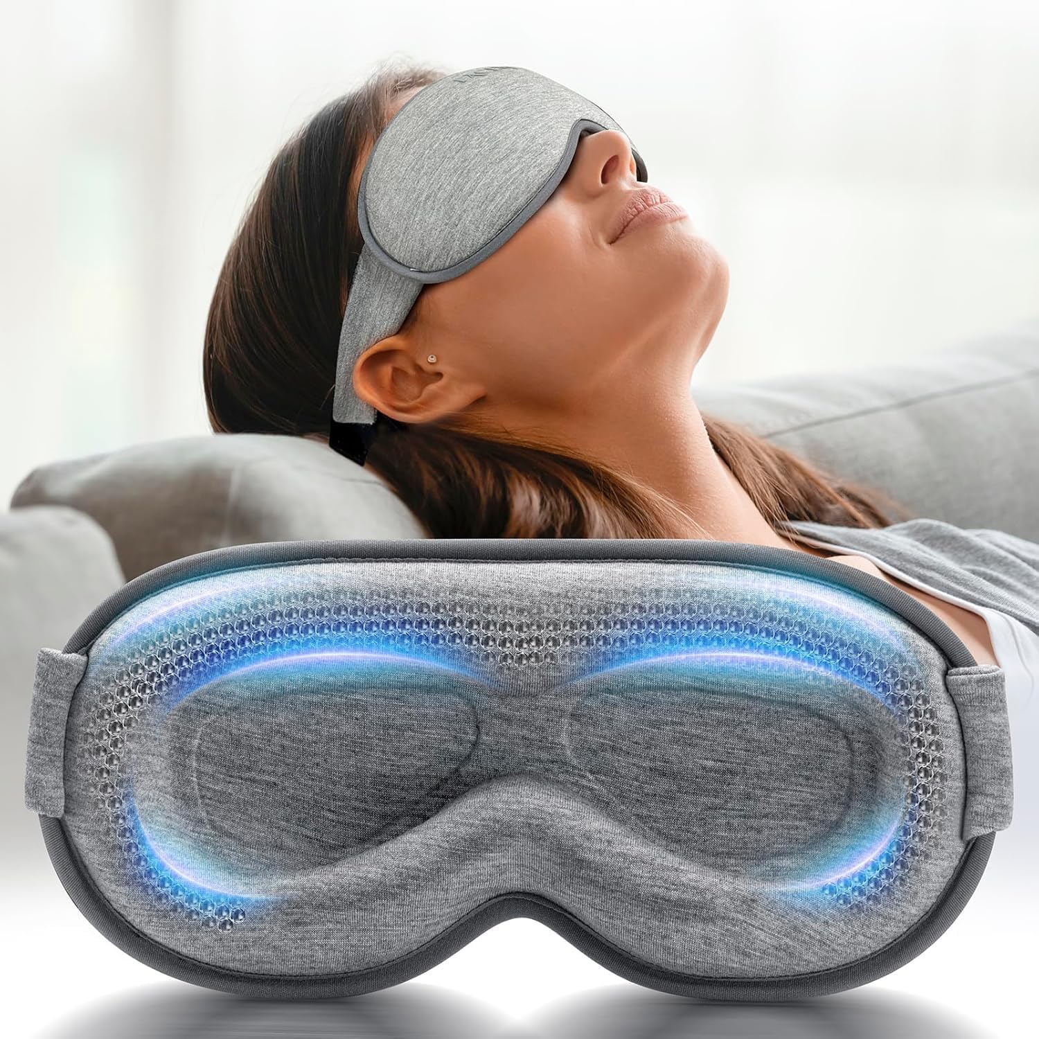 FACEMOON weighted blackout sleep mask for women and men, black eye mask for restful sleep and eye comfort in a sleek design