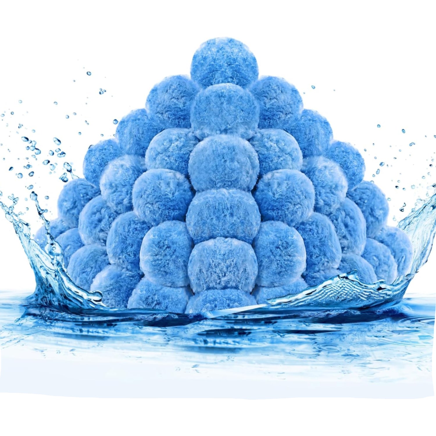 Blue MJZ pool filter balls, 4.4 lbs reusable polysphere filtration media for sand filters in swimming pools.