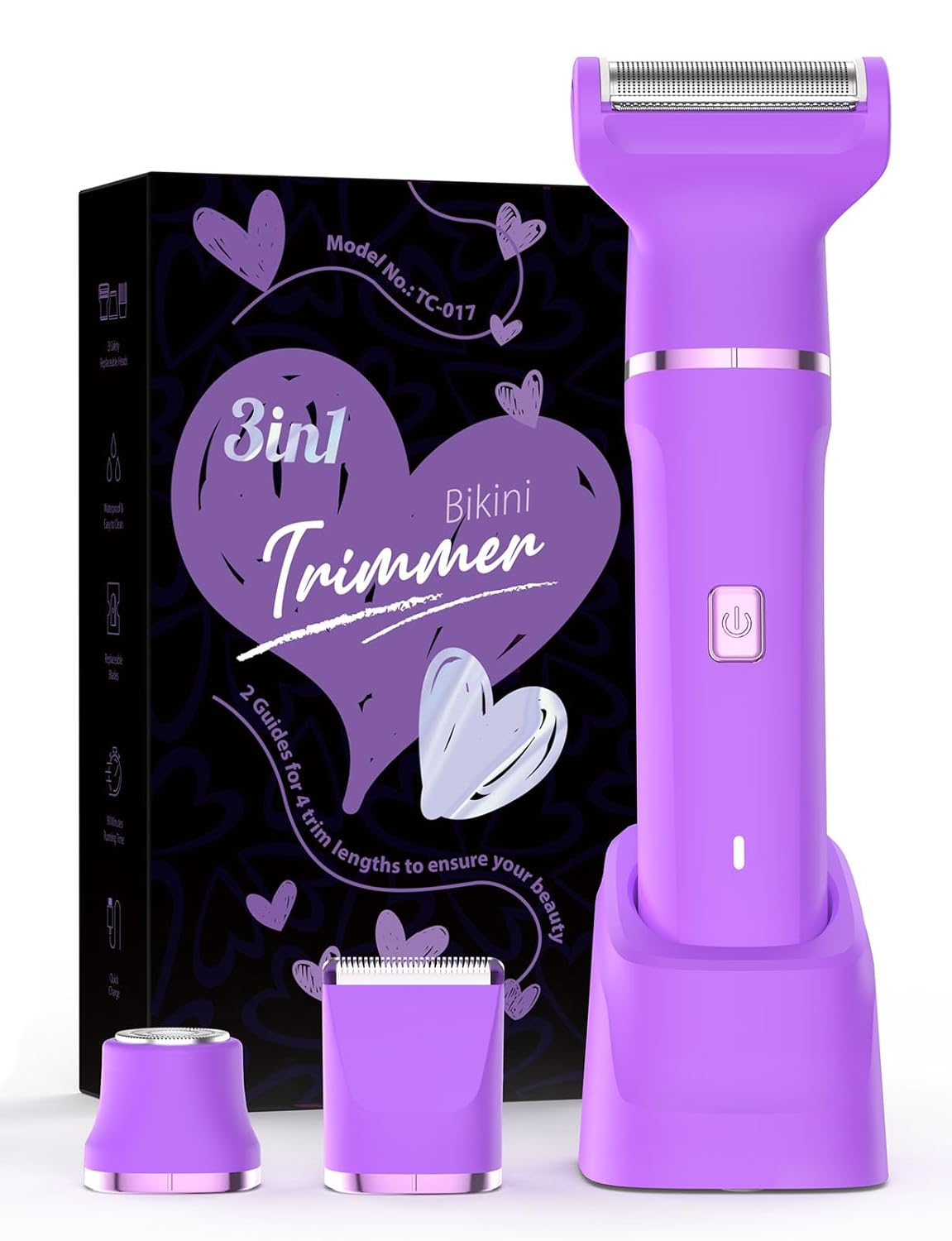 Risina cordless electric shaver for women with dermave bikini trimmer, compact design ideal for lady's beauty grooming.
