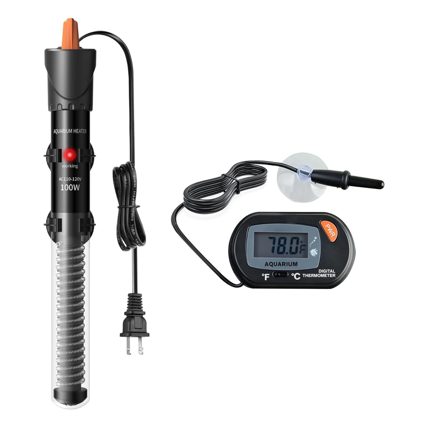 HiTauing adjustable aquarium heater in 25W to 300W, with temperature control for maintaining water warmth in fish tanks.