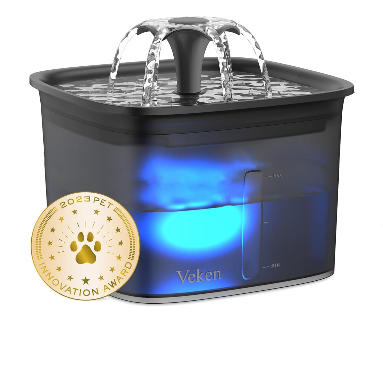 Veken 95oz automatic cat water fountain with flowing water and sleek design, ideal for keeping pets hydrated.