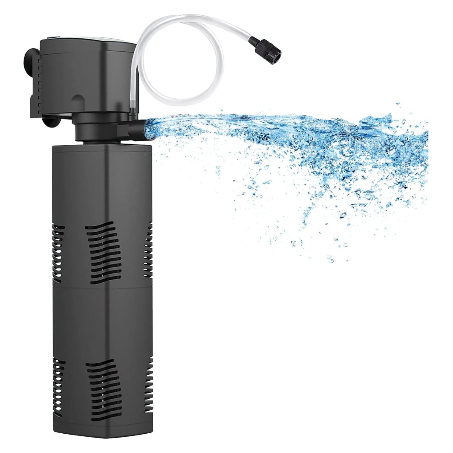 TARARIUM aquarium filter for 55-150 gallon tanks, crystal clear design with 300 GPH flow rate, suitable for freshwater and saltwater tanks.