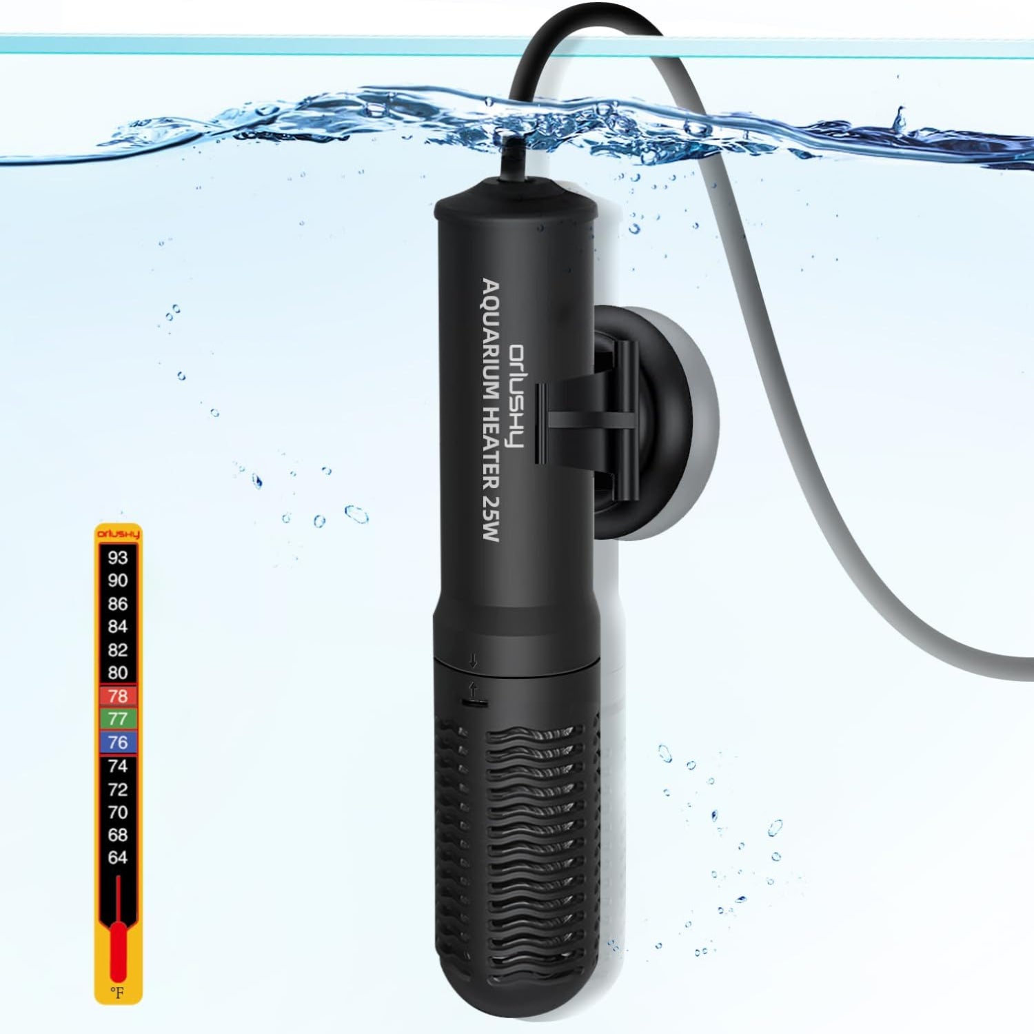 Orlushy 25W Small Submersible Aquarium Heater, Constant Temperature