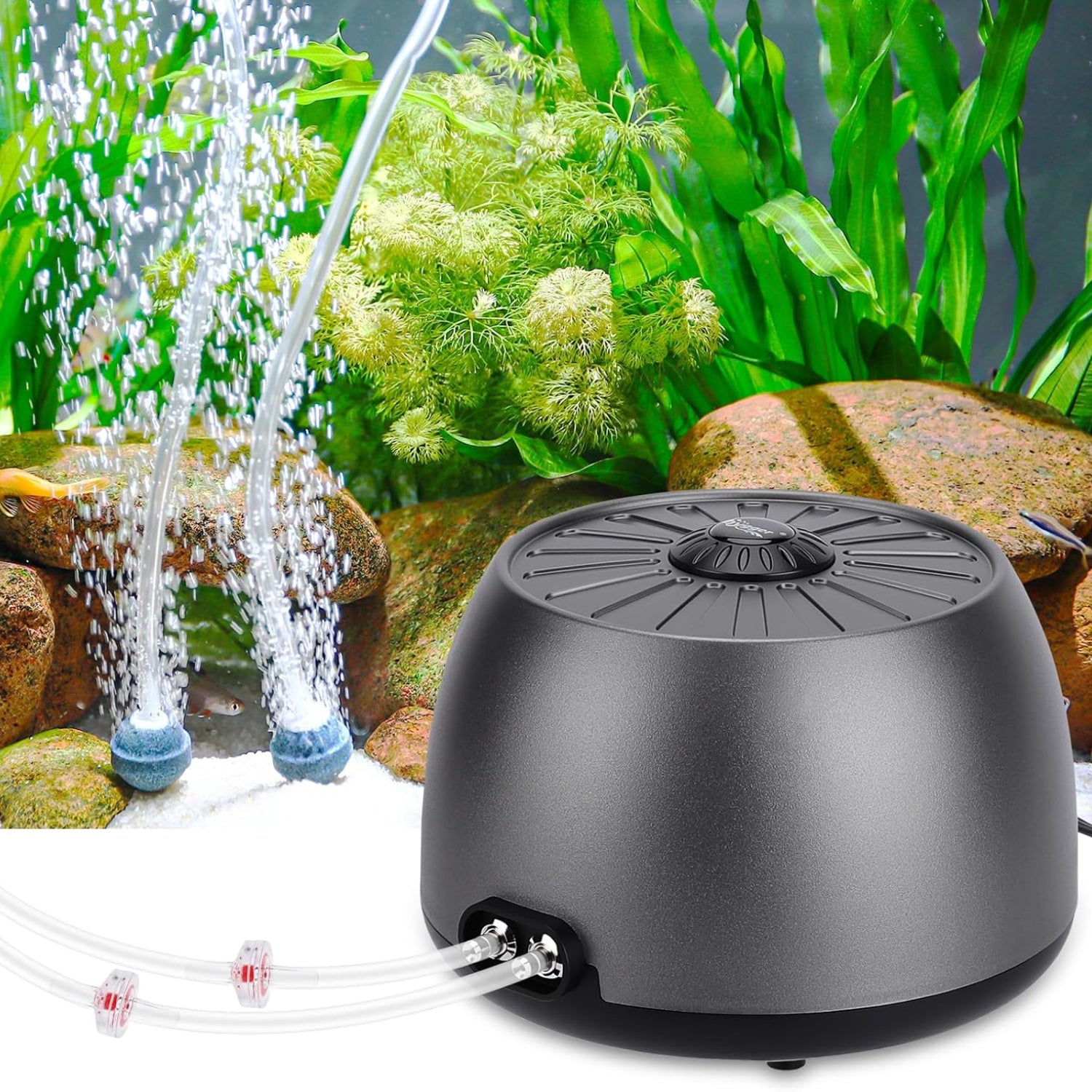 hygger Quiet Adjustable Aquarium Air Pump, 5W/8W Dual Output Fish Tank