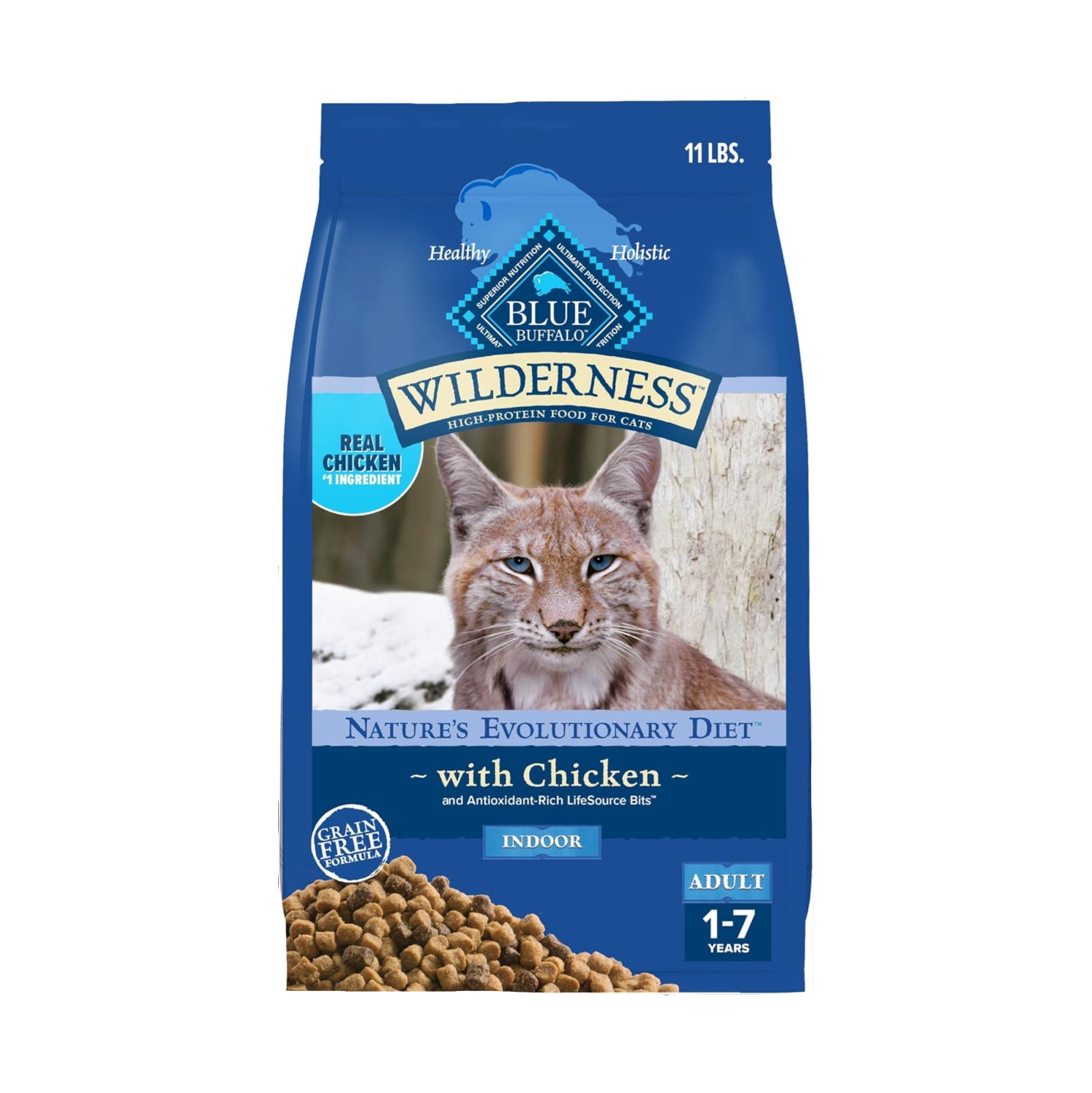 Blue Wilderness Blue Buffalo Wilderness high-protein, grain-free dog food bag showing the product packaging.