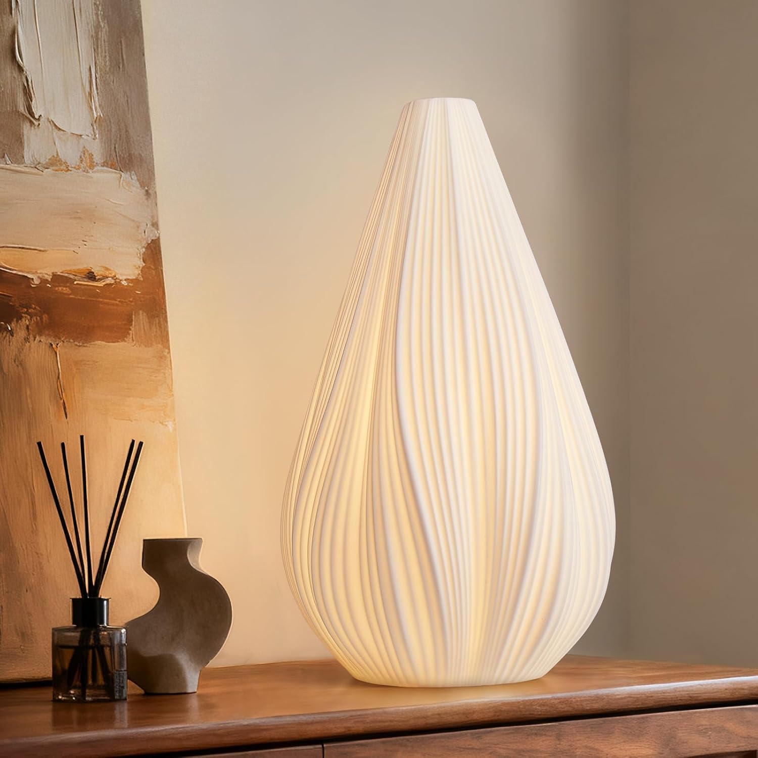 RONDURE 12.5-inch modern ceramic table lamp with dimmable functionality, ideal for bedside or living room lighting.