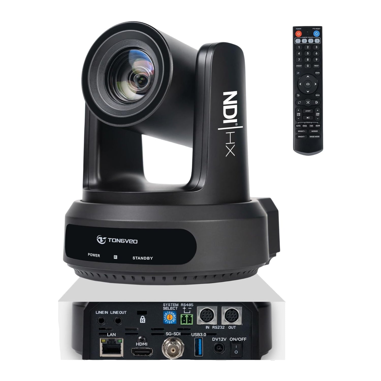TONGVEO NDI PTZ Camera with AI Auto-Tracking: 20X Optical Zoom HDMI SDI USB