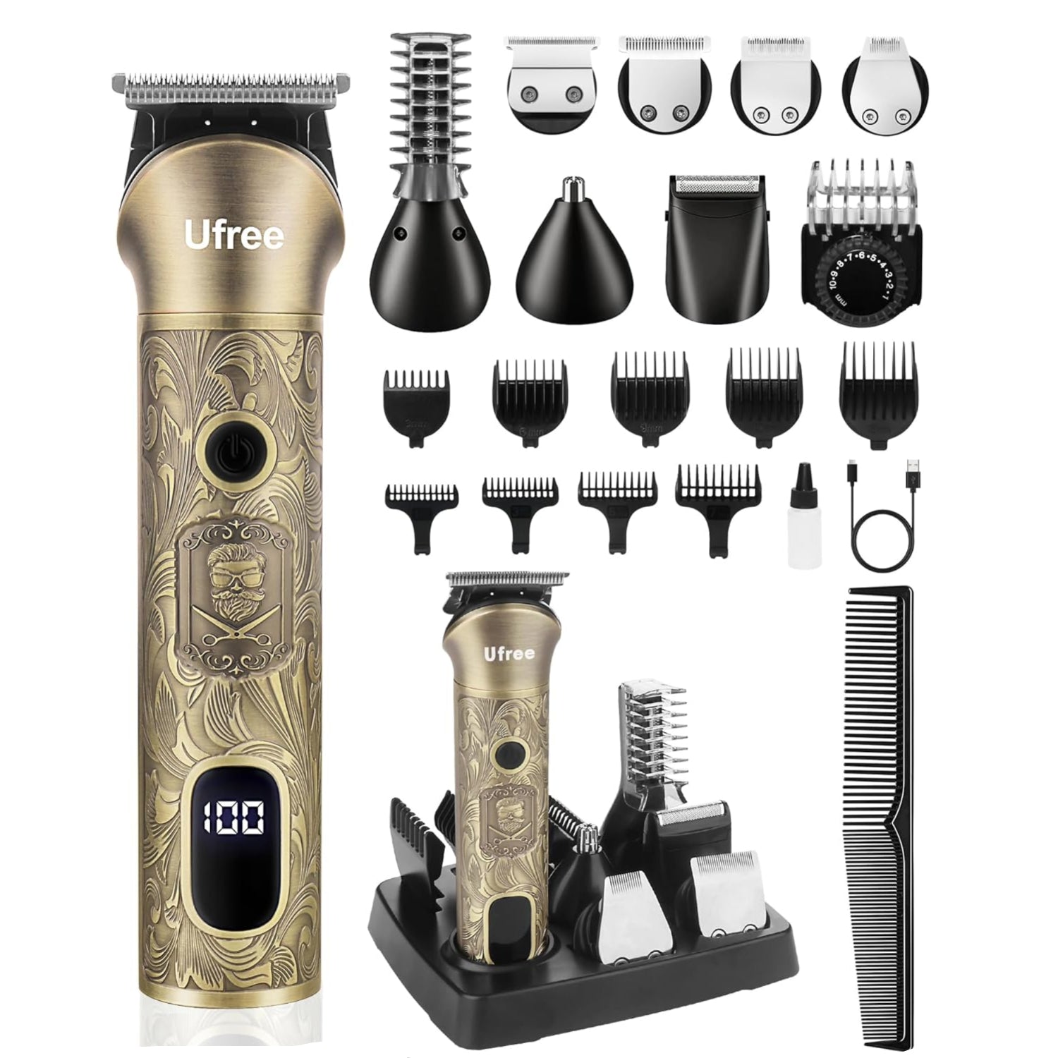 Ufree beard trimmer for men with electric razor shaver and cordless hair clipper for precise grooming and shaving.