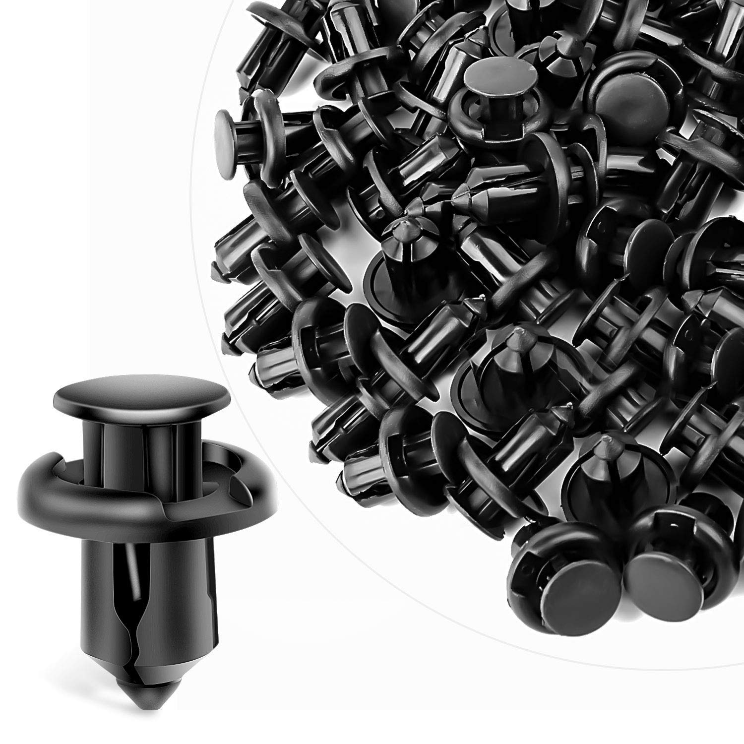 Pair of GOOACC GRC-08 Honda and Acura Fender Clips, 10mm size, 40-piece set, showing sturdy plastic clips for vehicle fender repair.