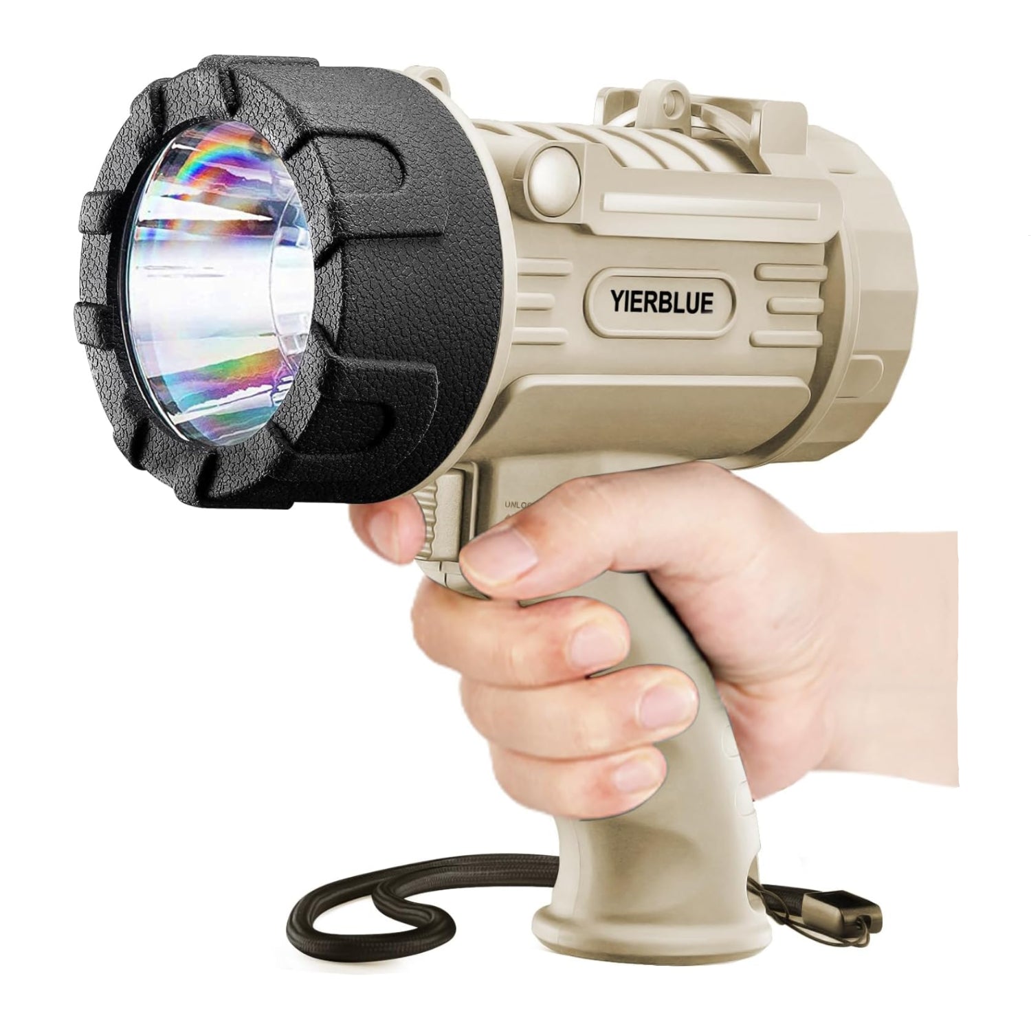 YIERBLUE Rechargeable Spotlight Flashlight with 1000000 High Lumen LED, IP67