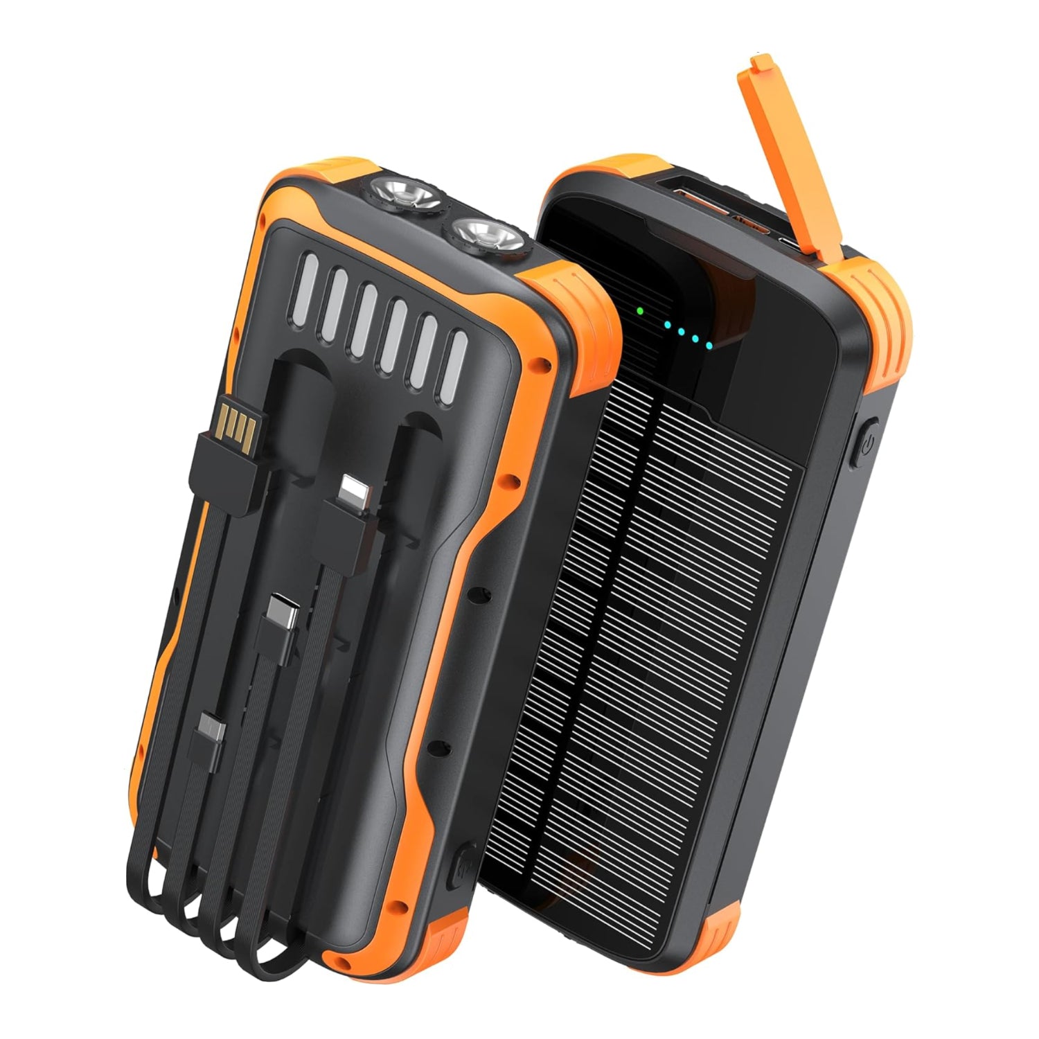 SOXONO solar charger power bank with 40000mAh capacity, PD 20W fast charging external battery with solar panel for portable power.