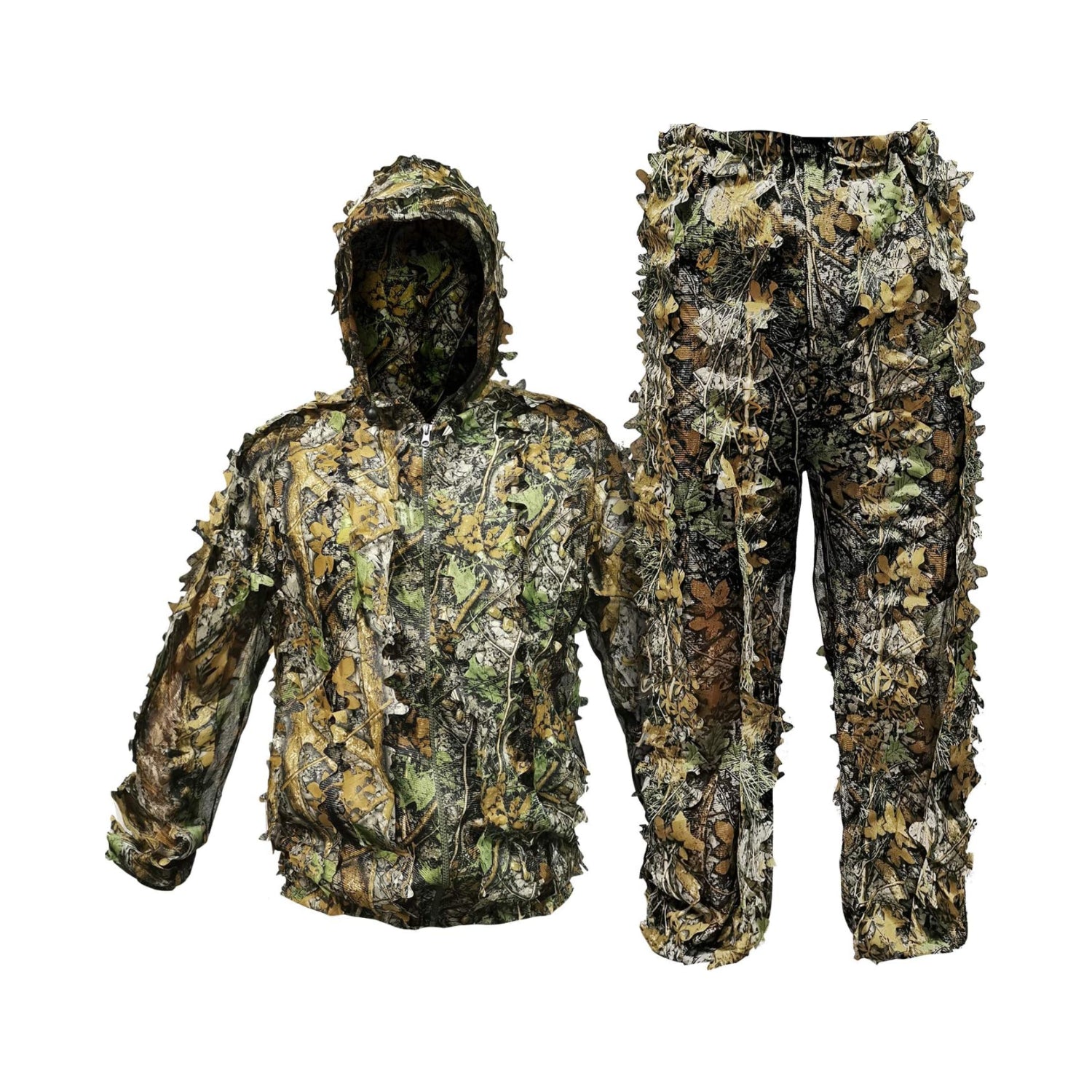 Upgrade Ghillie Suit Outdoor 3D Lifelike Super Lightweight Hooded Camouflage Fit tall 4.9-5.9ft
