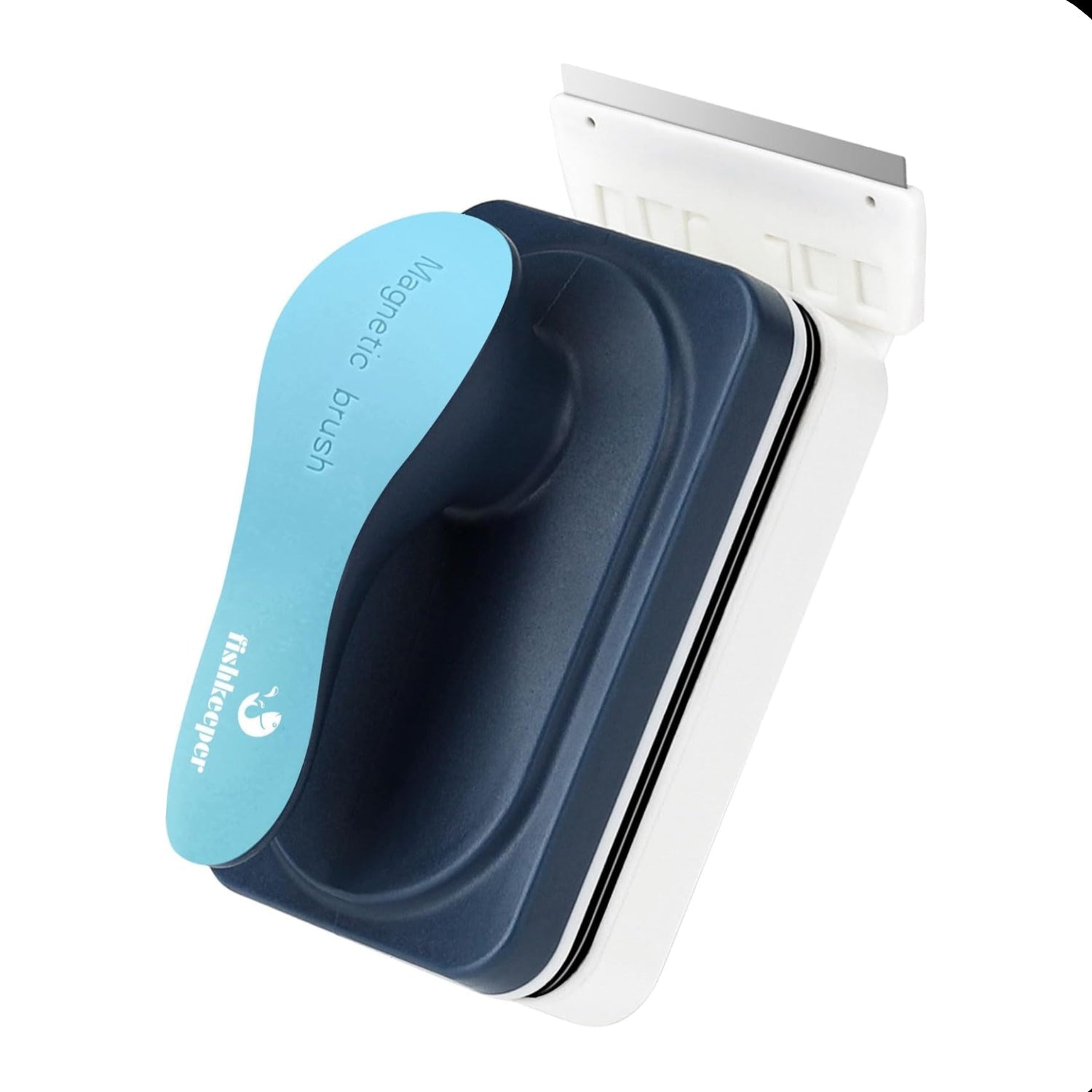 Fishkeeper aquarium magnetic glass cleaner with dual-sided algae removal pad for fish tank cleaning and algae removal.