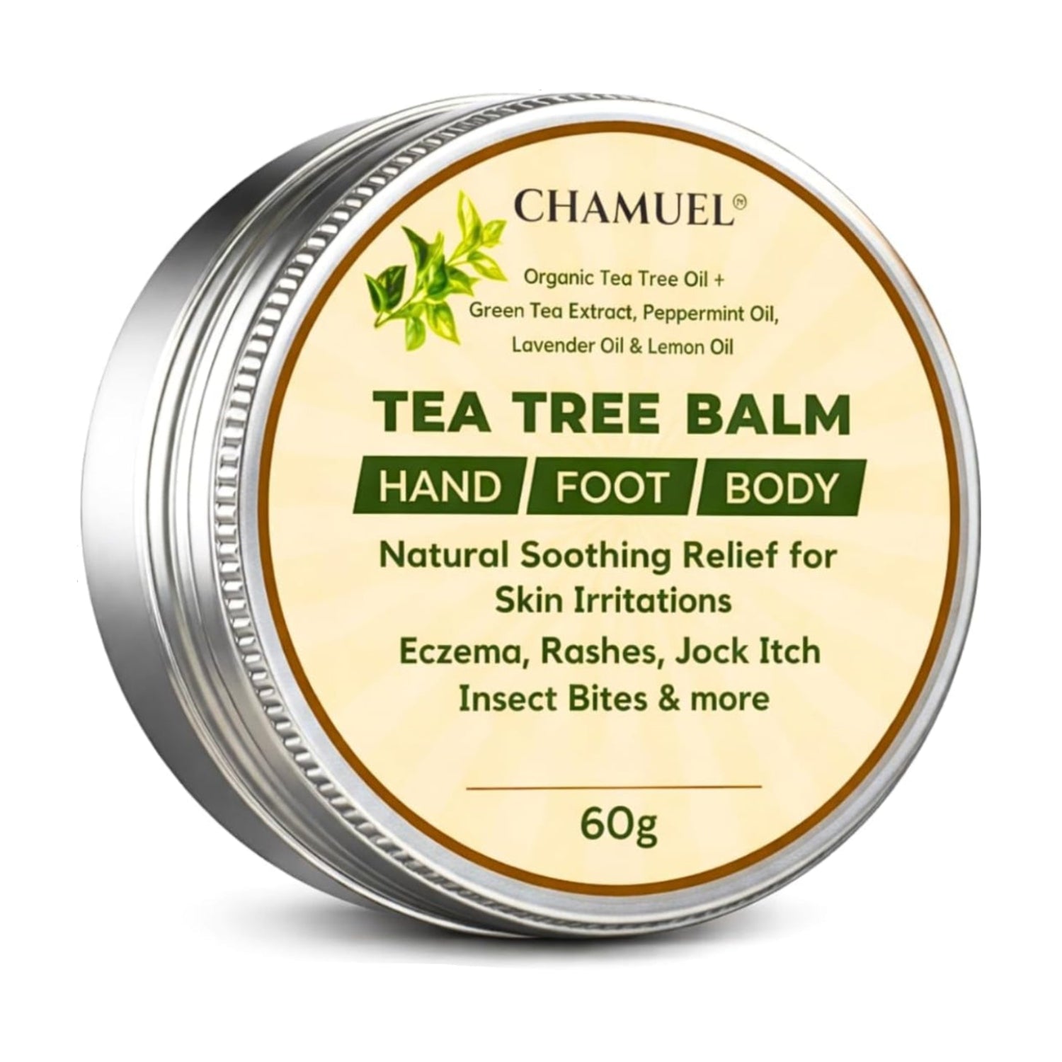 Tea Tree Oil Balm, Itchy Skin Relief for Soothing Rashes, Jock Itch