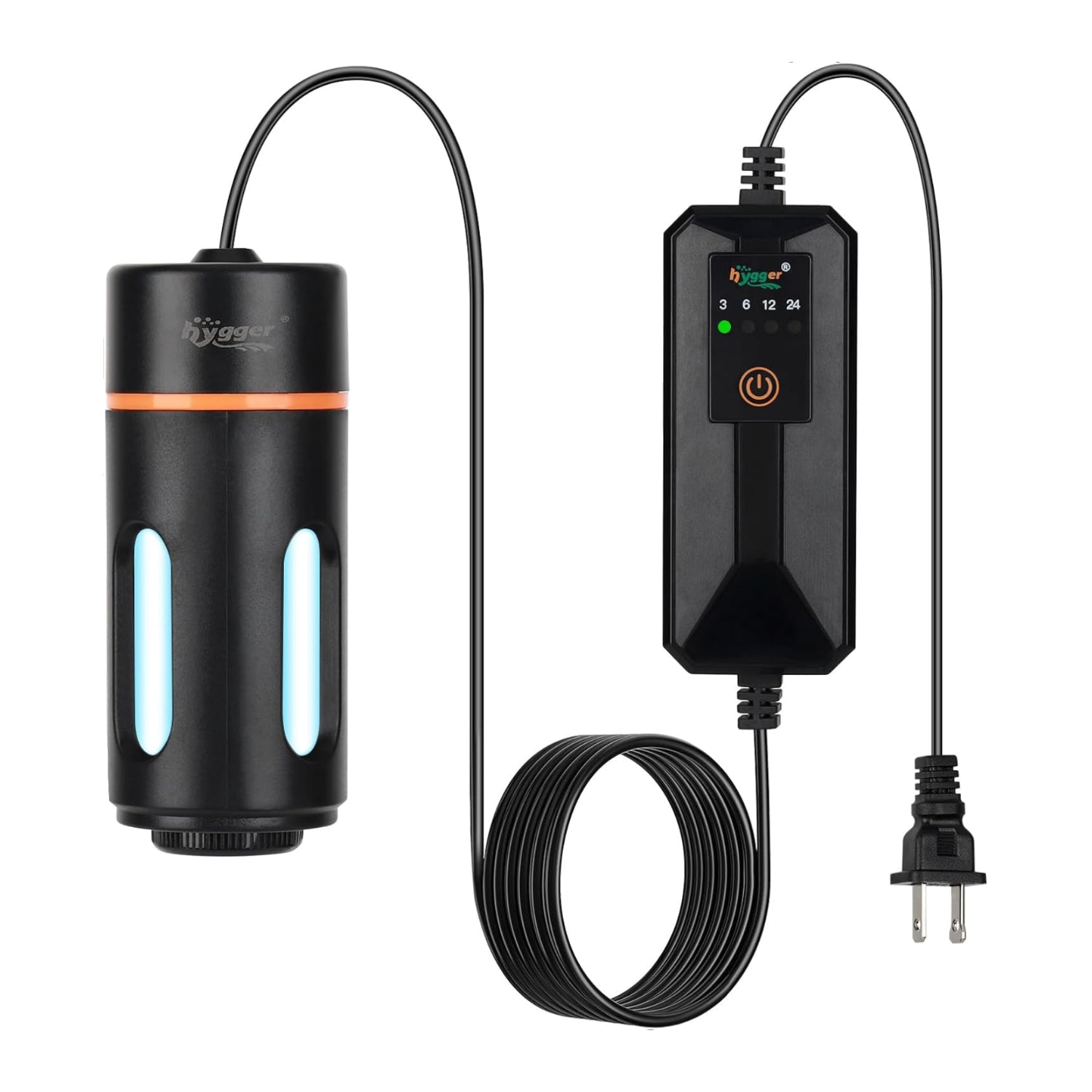 hygger Aquarium U-V Light with Timer and 360° protective shield, sleek and clean design for aquarium illumination.