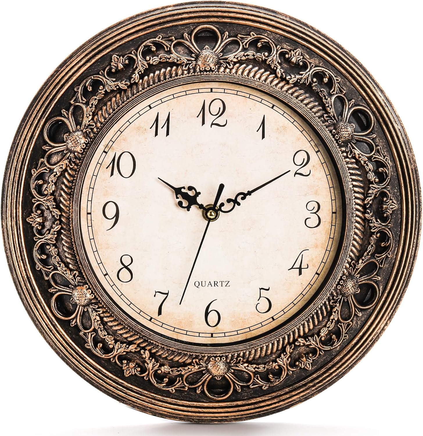 Plastic silent wall clock by Pumtus, 13-inch vintage round battery-operated clock with a large, easy-to-read face.