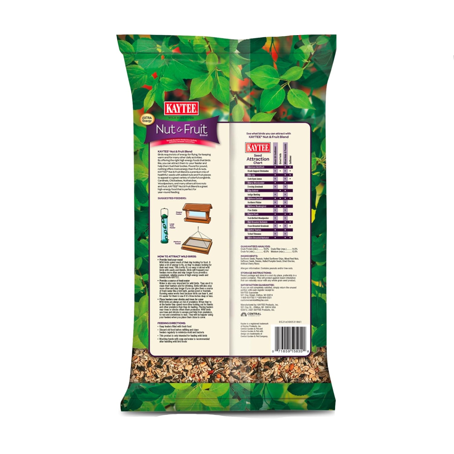 Kaytee Nut & Fruit Wild Bird Seed 5 lb bag with mixed seeds and dried fruits for attracting wild birds