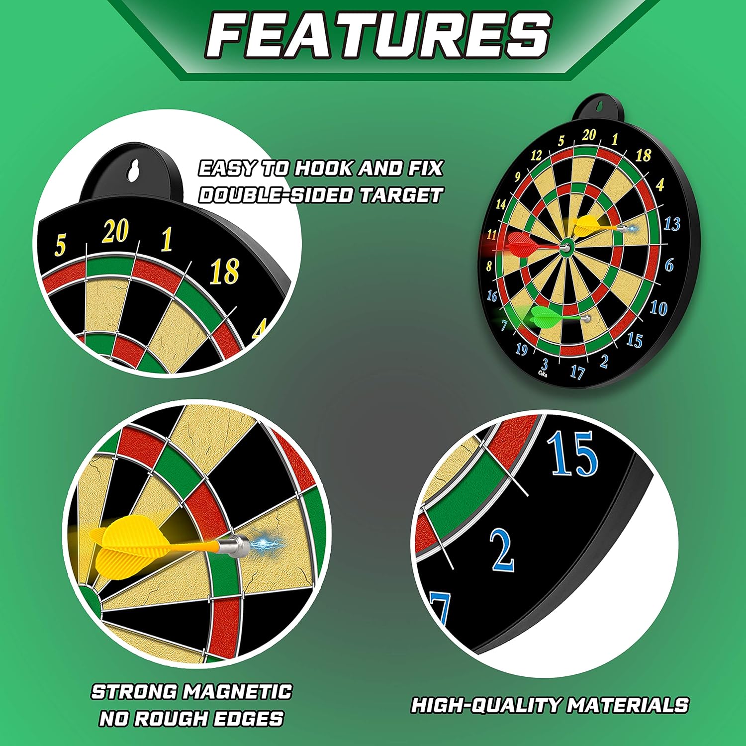 CUKU magnetic dart board with 12pcs magnetic darts for indoor games and parties, featuring colorful target and dart placement.