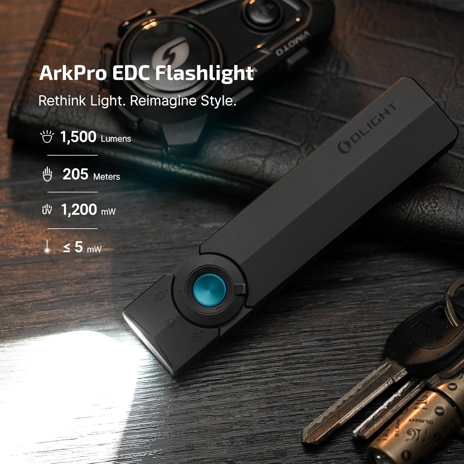 OLIGHT ArkPro EDC Flat Flashlight Rechargeable with Green Beam