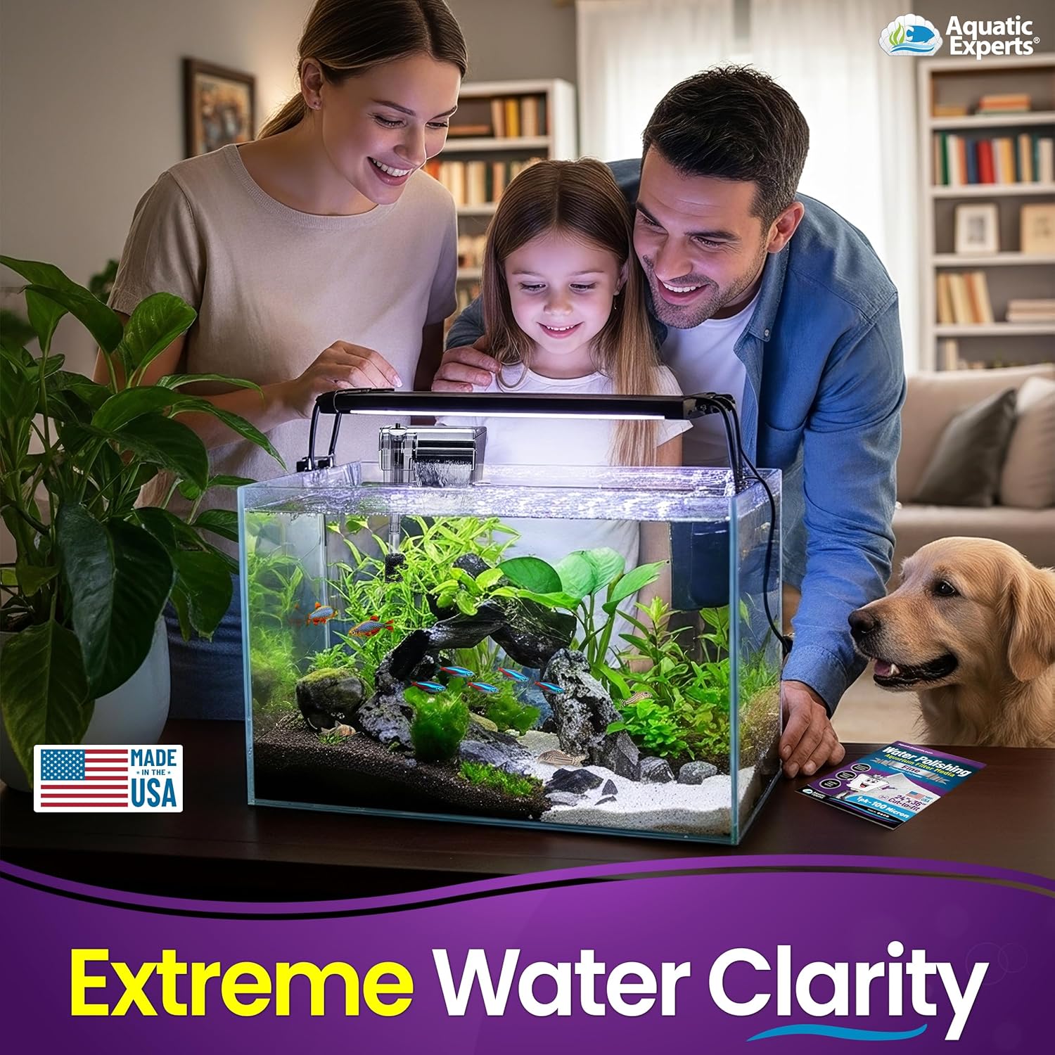 Aquatic Experts aquarium polishing filter pad for water filtration, showcasing a close-up of the water polishing pad in use.