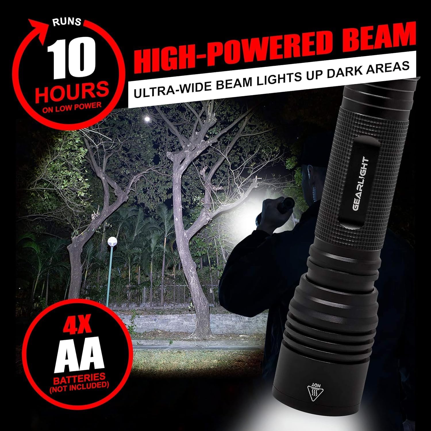 LED Flashlight High Lumens, Tactical Flashlight Battery Powered Batteries Not Included